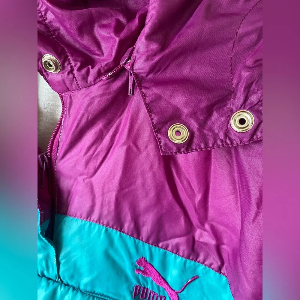 Vintage 80s 90s Puma Purple and Teal Pull Over Windbreaker Jacket Unisex Large - Picture 8 of 11